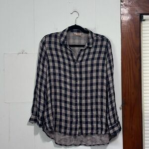Tianello Oversized Lightweight‎ Plaid Button Down XS